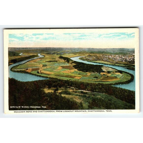 Vintage 1912 Moccasin Bend Chattanooga Postcard from Lookout Mountain - Picture 1 of 2